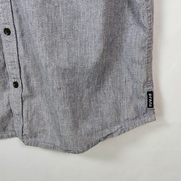 prAna Men's Medium gray Blue Button-Down Short Sleeve Shirt - Picture 7 of 10